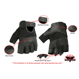 Leather/ Mesh Fingerless Motorcycle Gloves