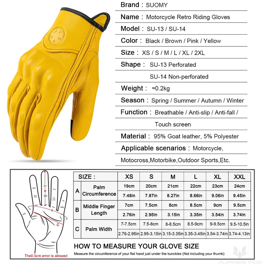 Sentinel Premium Cowhide Touring Gloves