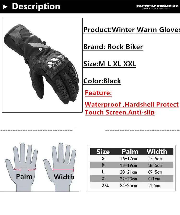 Winter Waterproof Touchscreen Motorcycle Gloves