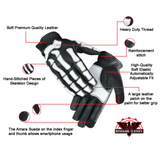 SkullTrail Men's leather gloves Black & White