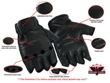 Men's Advance Deer Skin Fingerless Motorcycle Gloves