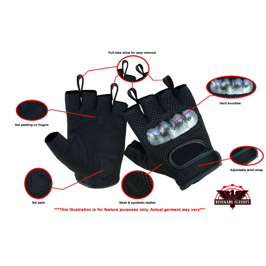 Sporty Mesh Fingerless Motorcycle Gloves