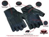 Women's Tough Deer Skin Fingerless Motorcycle Gloves