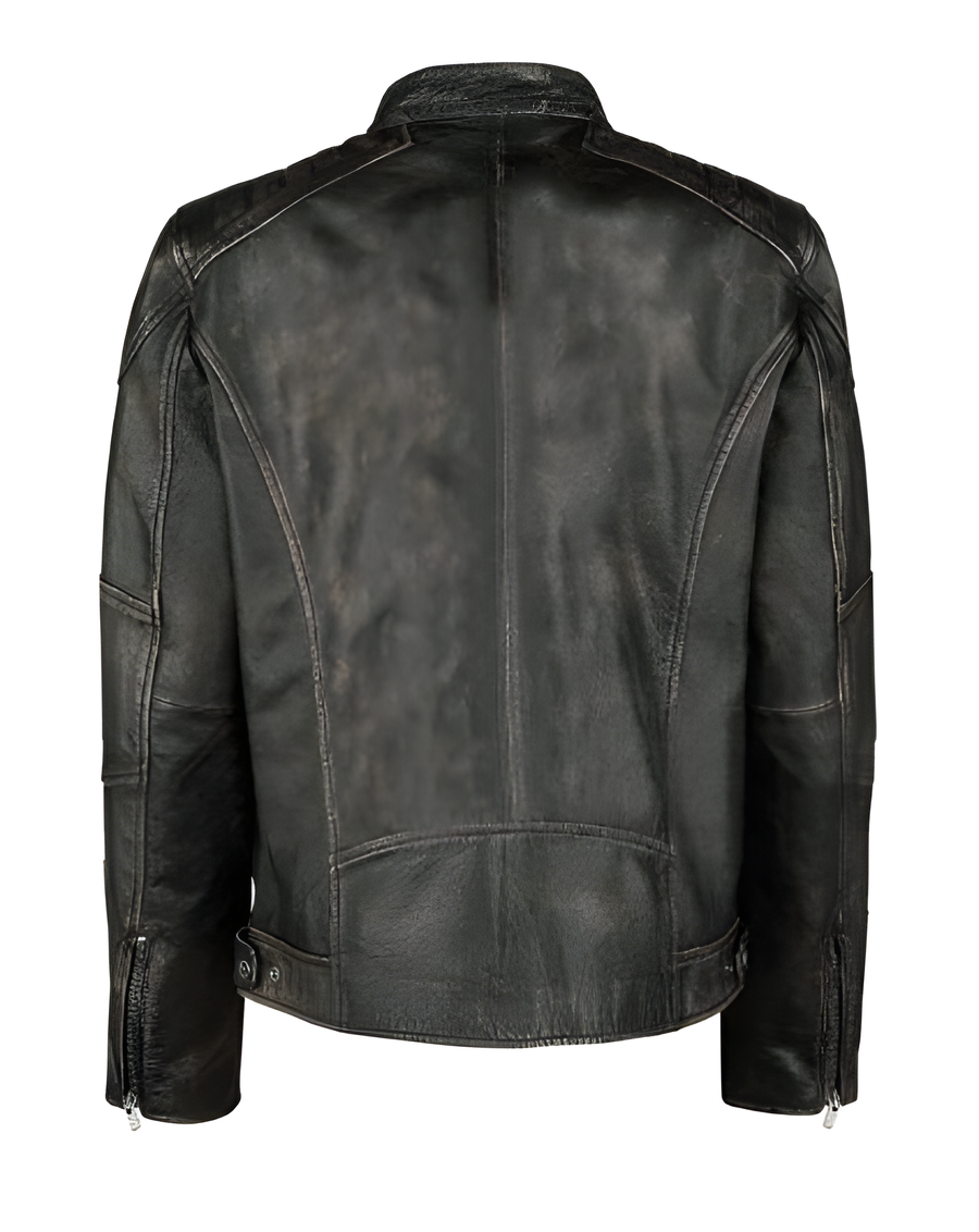 Classic Brando Leather Jacket back view - AtomBiker