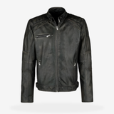 Classic Brando Leather Jacket front view - AtomBiker