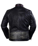 Retro Stripe Leather Riding Jacket