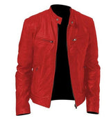 Vintage Red Leather Riding Jacket