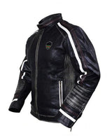 Retro Stripe Leather Riding Jacket
