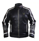 Retro Stripe Leather Riding Jacket
