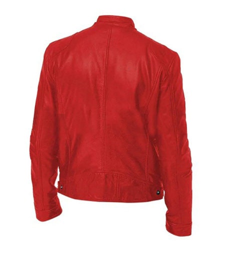 Vintage Red Leather Riding Jacket