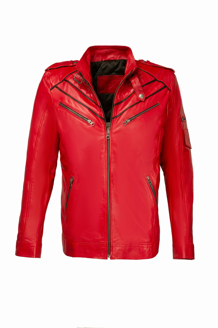 Cafe Racer Red Leather Jacket