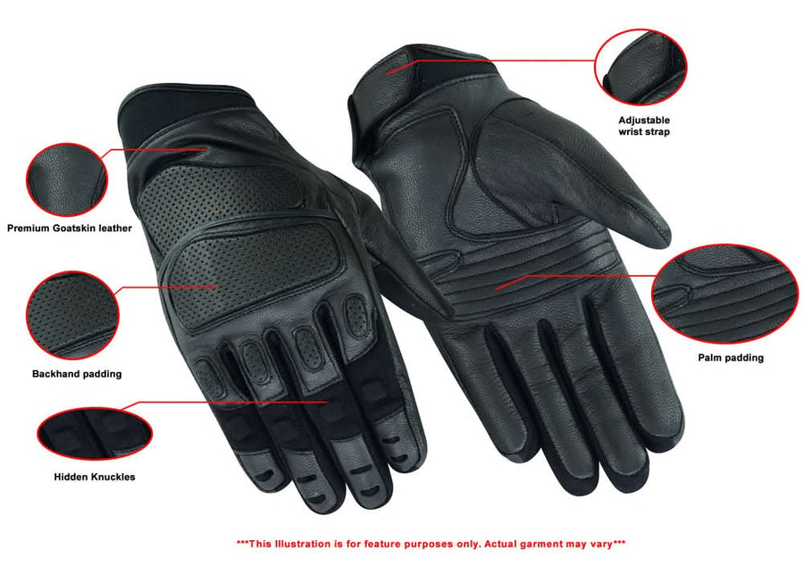 Heavy Duty Leather Sporty Motorcycle Gloves