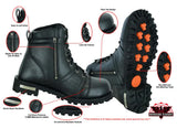 Men's 6'' Side Zipper Plain Toe Boot W/Perforation